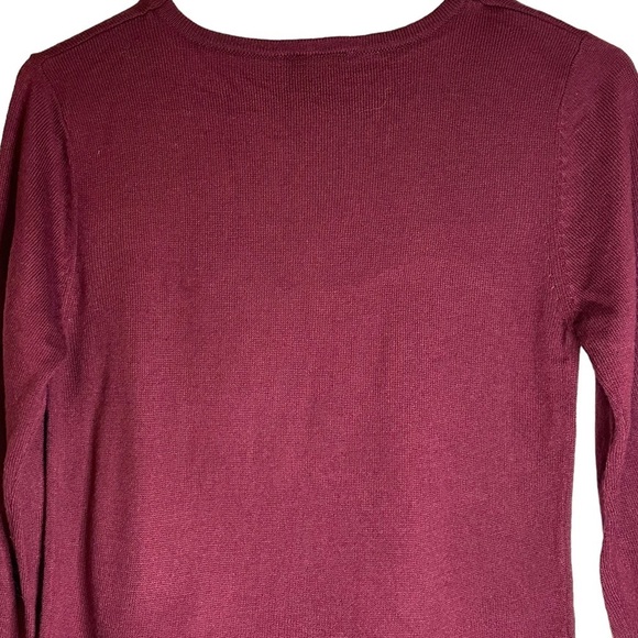 By & By Long Sleeve Knit Ribbed Mini Sweater Dress Burgundy NWT Medium #1117G3J - Picture 4 of 11